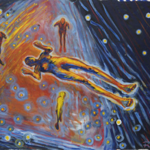 Svever i pyramideformet rom, 200 x 260 cm, 1988