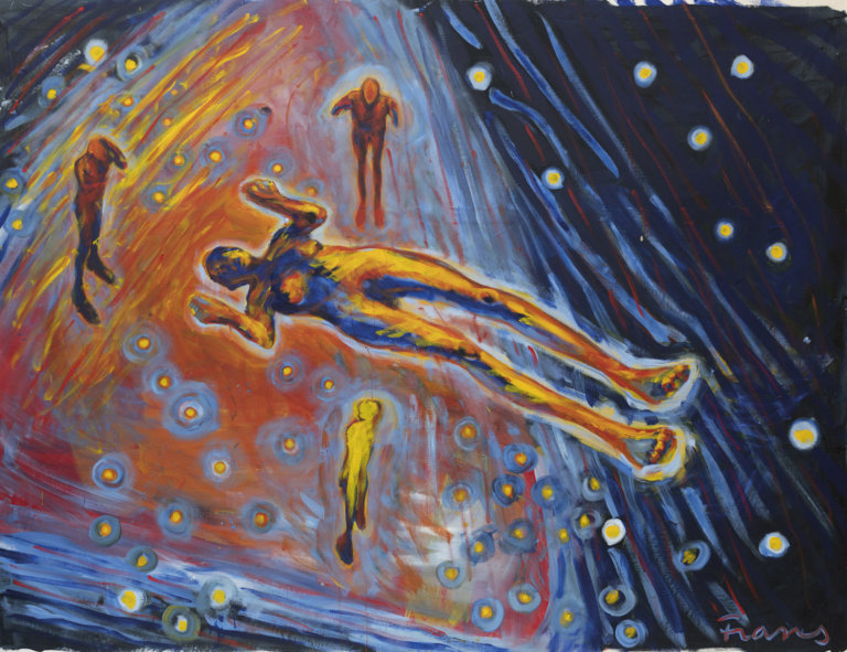 Svever i pyramideformet rom, 200 x 260 cm, 1988