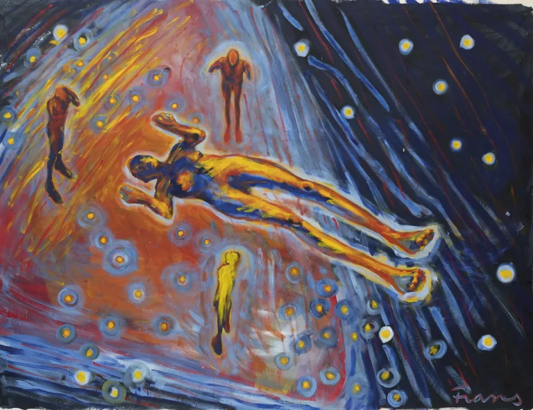 Svever i pyramideformet rom, 200 x 260 cm, 1988