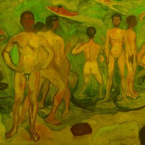 Badende unge menn, 1904, Olje på lerret. Foto © Munchmuseet.