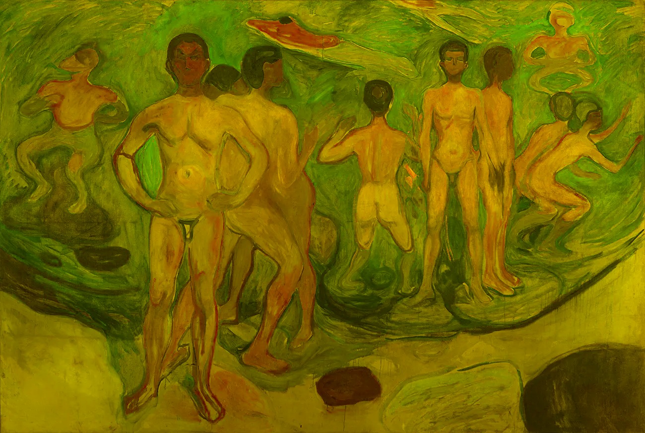 Badende unge menn, 1904, Olje på lerret. Foto © Munchmuseet.