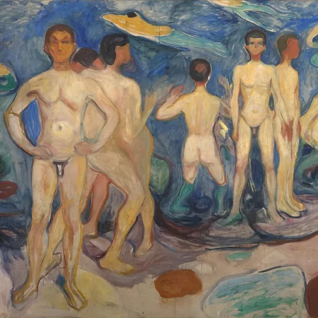 Badende unge menn, 1904, Olje på lerret. Foto © Munchmuseet.